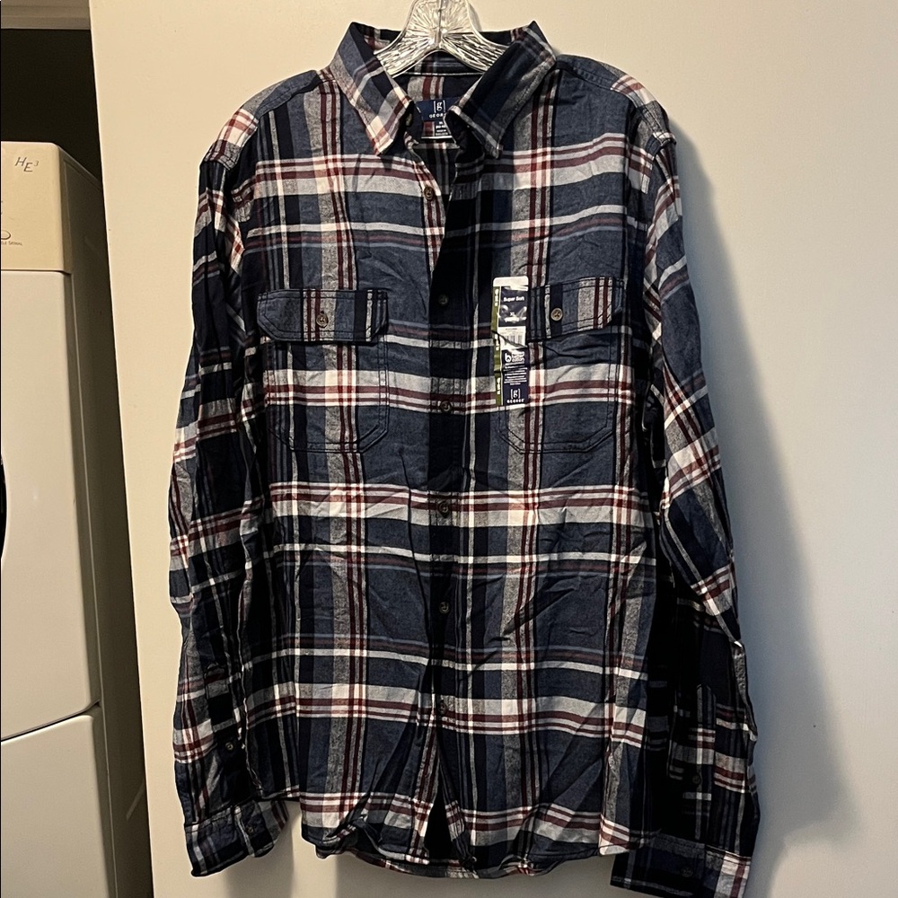 George Men's Blue Plaid Shirt